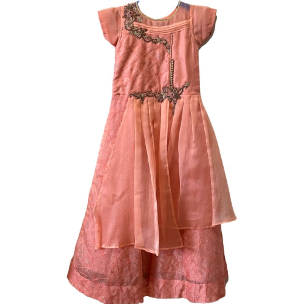 Little Girls Evening Gown Pageant & Wedding Wear Princess Size 6-6x/7 Peach
